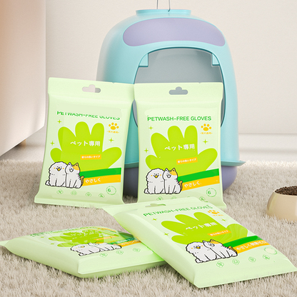 Rinse-Free Pet Cleaning Deodorizing Gloves