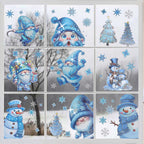 Christmas-Themed Glittering Window Stickers 9 PCS Set
