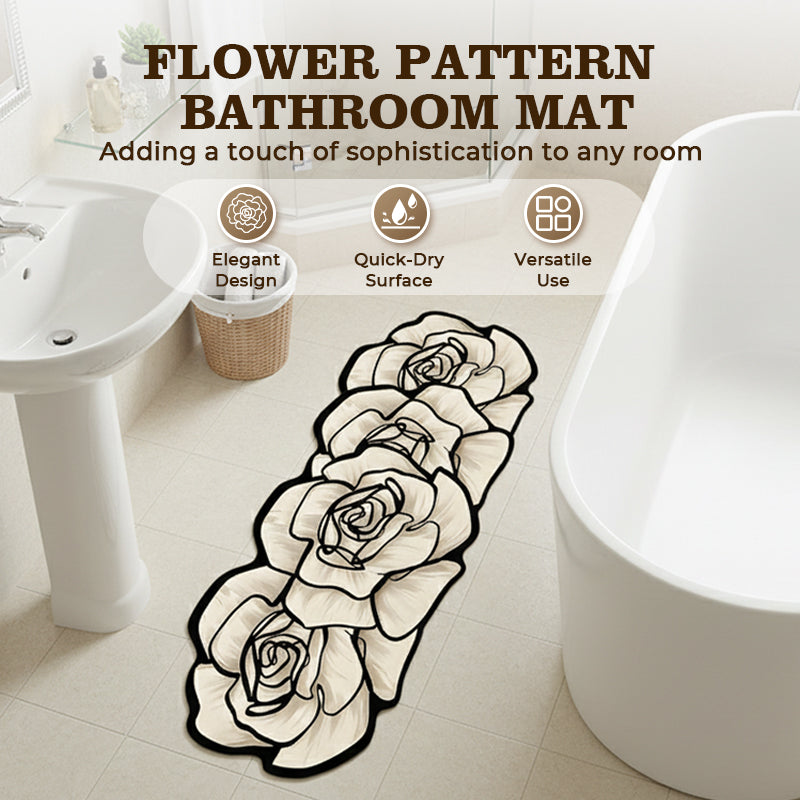 Flower Pattern Quick-Dry Bathroom Mat