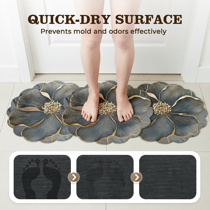 Flower Pattern Quick-Dry Bathroom Mat