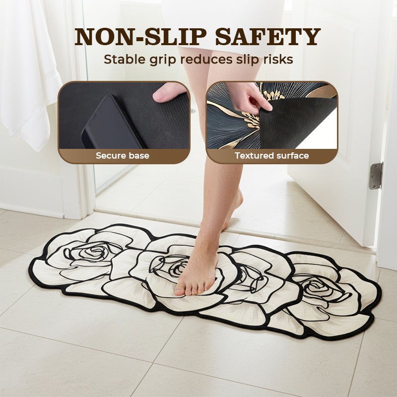 Flower Pattern Quick-Dry Bathroom Mat
