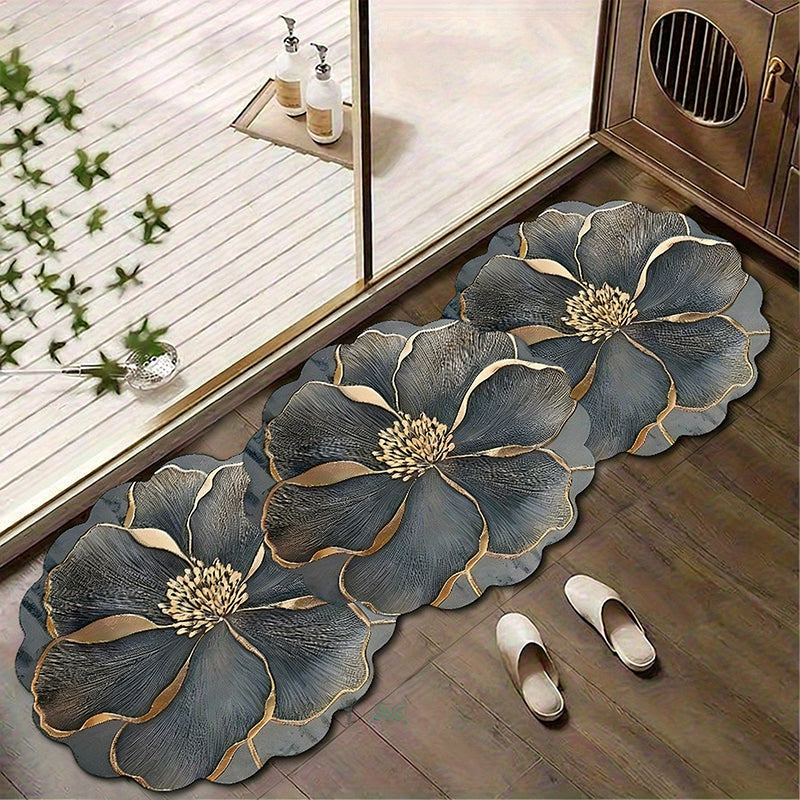 Flower Pattern Quick-Dry Bathroom Mat