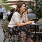 Women's Two-Piece Sweater & Leopard Flowy Skirt Set