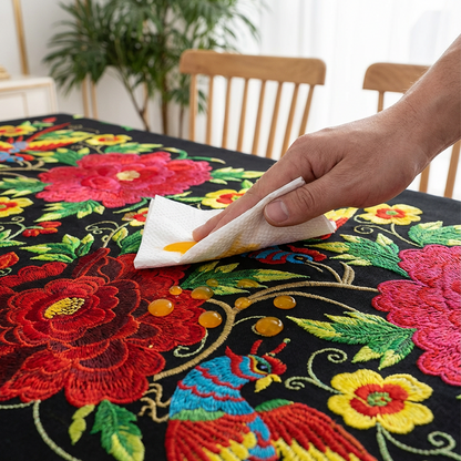🔥Hot Sale🔥Mexican Floral Tablecloth With Scalloped Edge