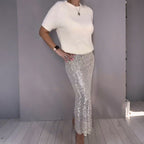 ✨👚Women’s Knit Top and Sequin Skirt 2-Piece Set💕