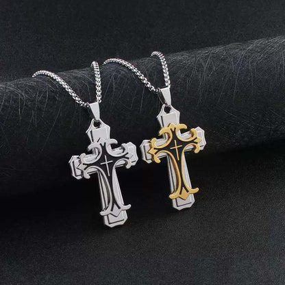 🔥Men's Two-Tone Cross Pendant Necklace