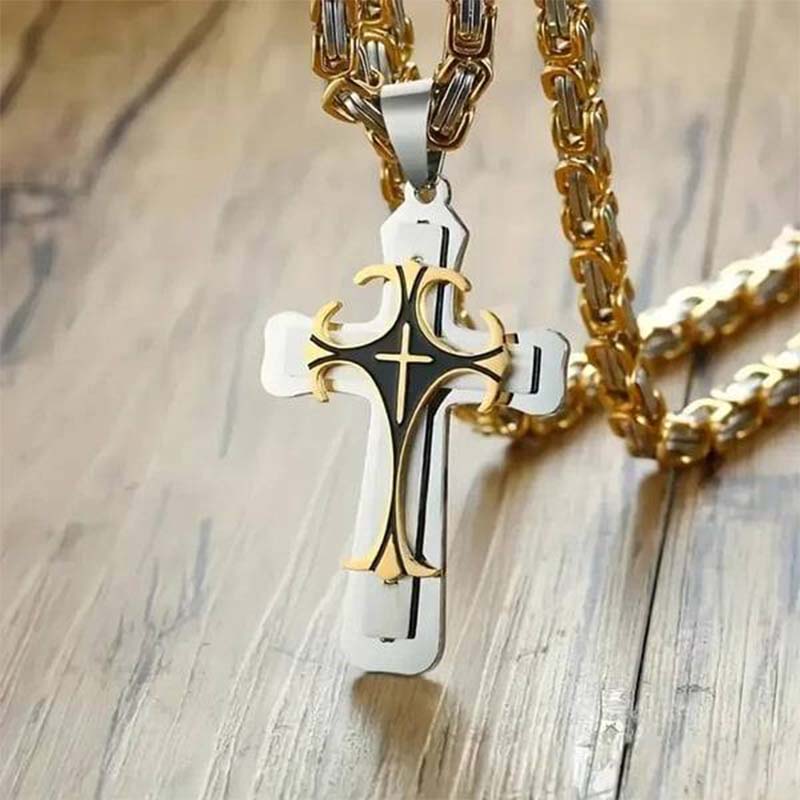 🔥Men's Two-Tone Cross Pendant Necklace