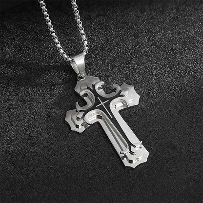 🔥Men's Two-Tone Cross Pendant Necklace