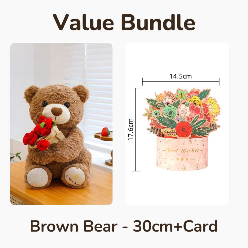 💖Animal Bear Gift with Rose Flower Bouquet
