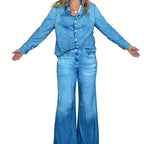 Women’s Faux Denim Pajama 2-Piece Set