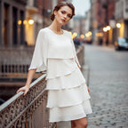 Women's Elegant Layered Ruffle Sleeve Dress