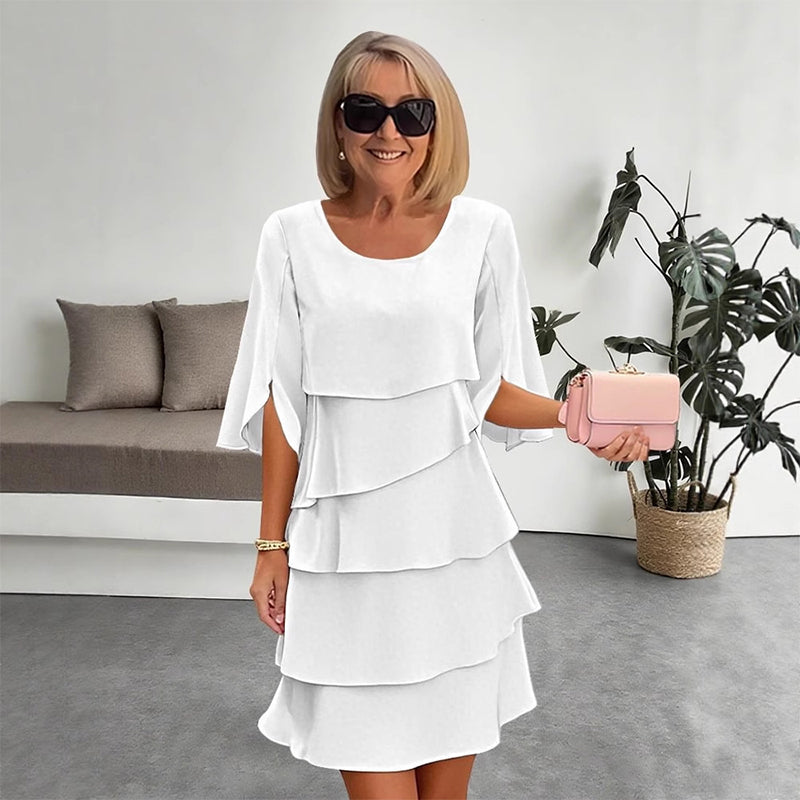 Women's Elegant Layered Ruffle Sleeve Dress