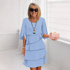 Women's Elegant Layered Ruffle Sleeve Dress