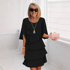 Women's Elegant Layered Ruffle Sleeve Dress