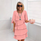 Women's Elegant Layered Ruffle Sleeve Dress