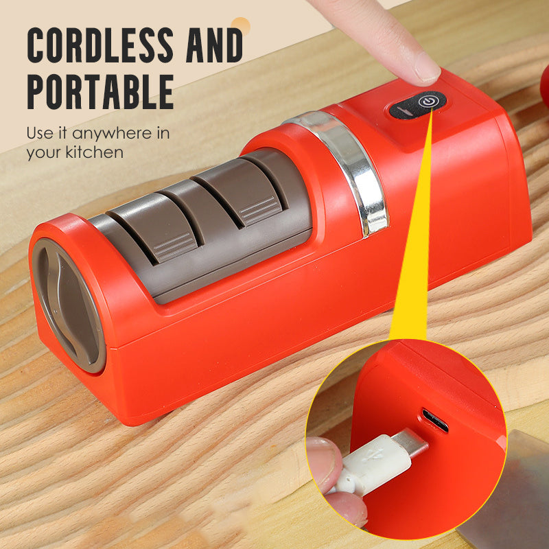 🔥Automatic Kitchen Knife Sharpener – Cordless, Diamond Wheel & Suction Base 🔪⚡
