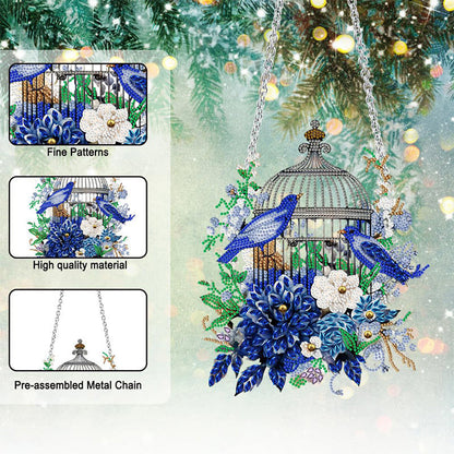 Flower Birdcage Special Shaped Full Rhinestone Art Hanging