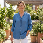 Women's Casual Ruffle V-Neck Shirt | Soft, Breathable & Flattering High-Low Hem ✨