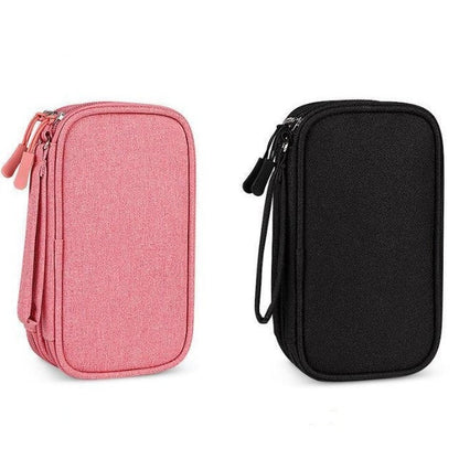 Portable Double-Layer Electronics Organizer Travel Bag