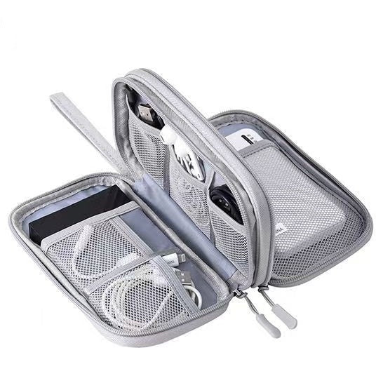 Portable Double-Layer Electronics Organizer Travel Bag