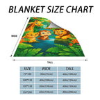 Plush Flannel Throw Blanket with Cartoon Jungle Print