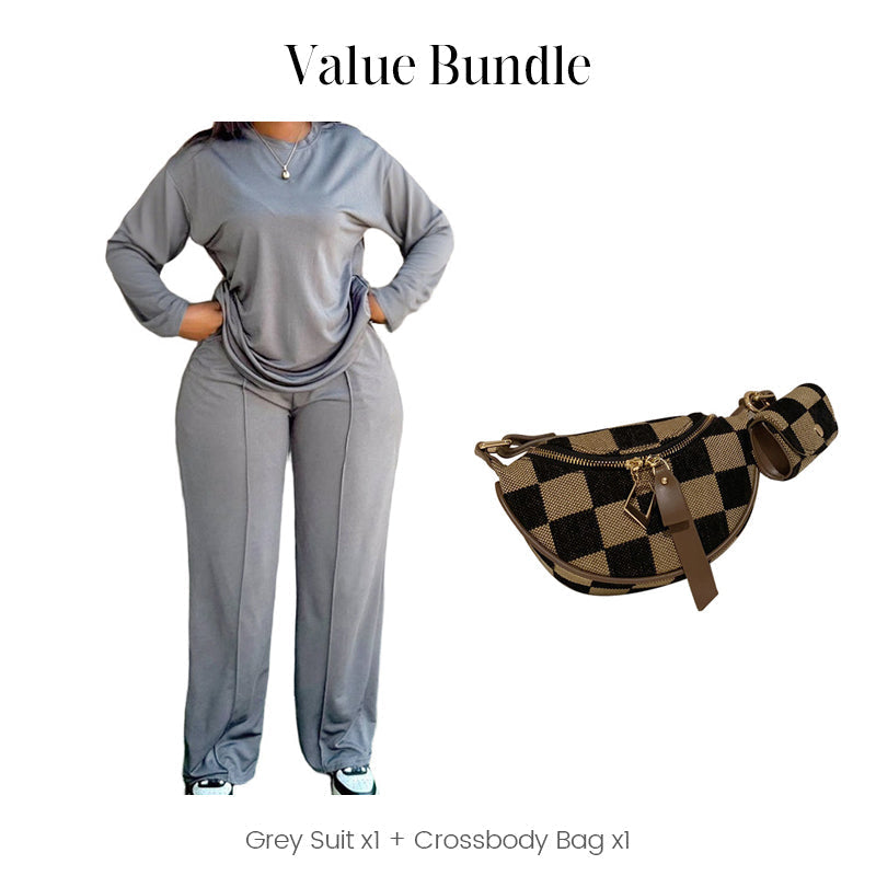 Women's Long Sleeve Top & Wide-Leg Pants 2-Piece Set