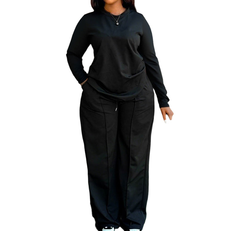 Women's Long Sleeve Top & Wide-Leg Pants 2-Piece Set