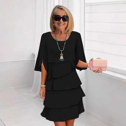 🎁Women's Elegant Layered Ruffle Sleeve Dress – Effortless Style for Every Occasion💃