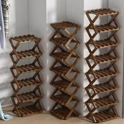 Durable Foldable Bamboo Shoe Rack