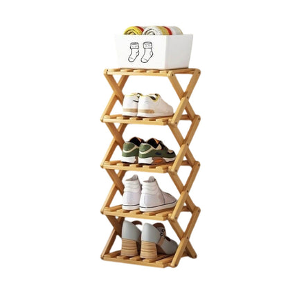 Durable Foldable Bamboo Shoe Rack