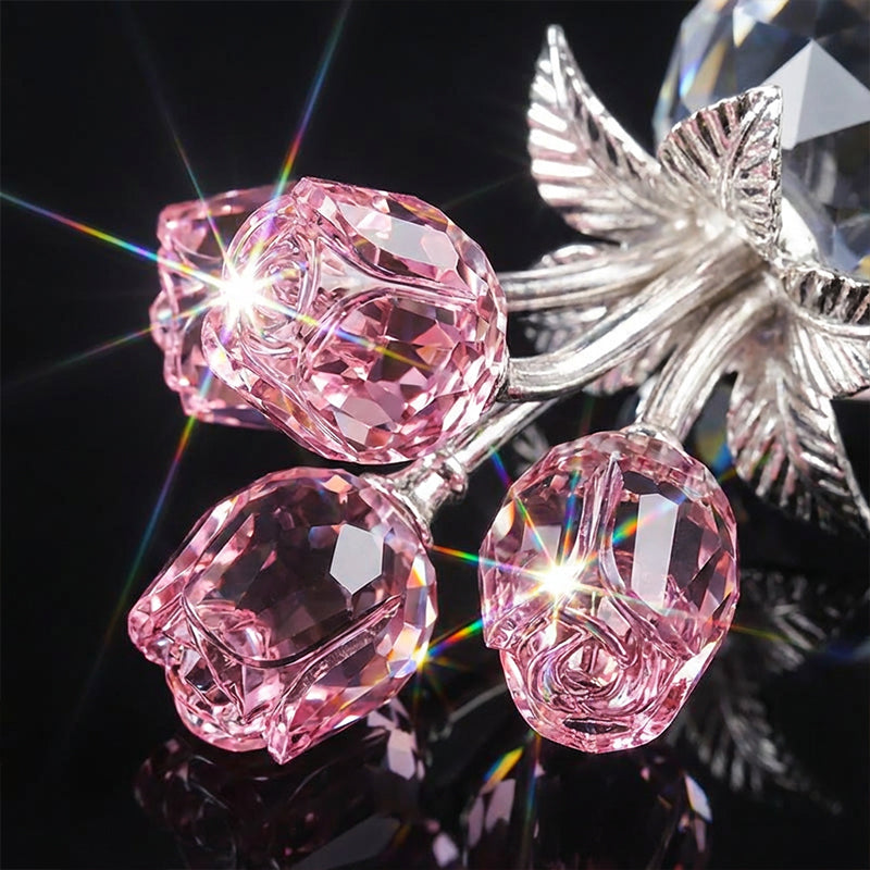 Everlasting Crystal Rose Flower Figurine in Vase