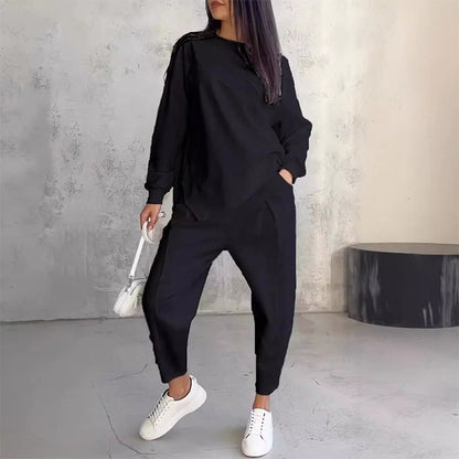 🔥Women's Irregular Hem Top & Casual Pants Set