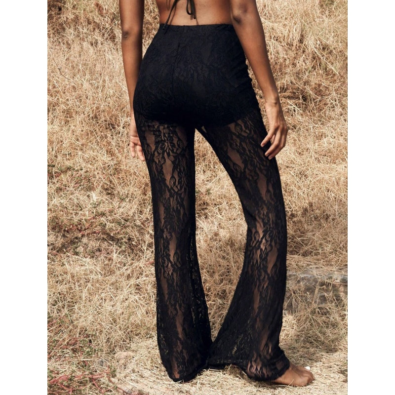 👖Elegant Lace Flare Pants with High-Waisted Design