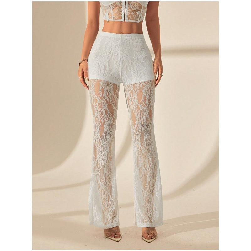 👖Elegant Lace Flare Pants with High-Waisted Design