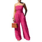 Strapless Crinkle Wide-Leg Jumpsuit