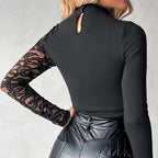 ⏳Time-Limited Special⏰Women's Asymmetrical Cutout Lace Sleeve Top