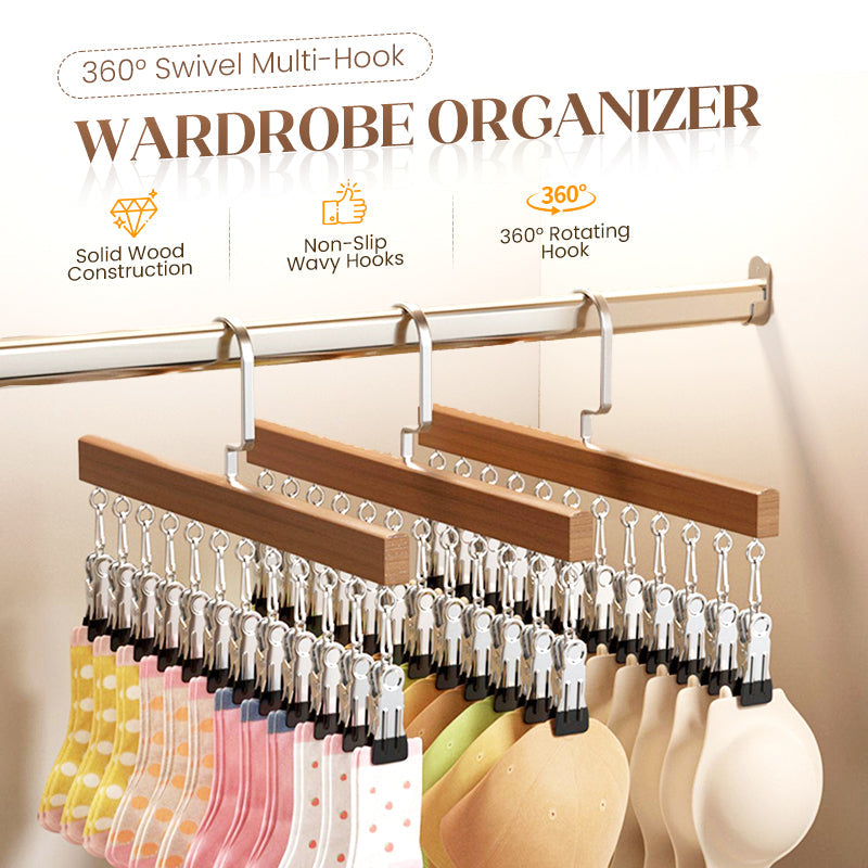 👕360° Swivel Multi-Hook Wardrobe Organizer