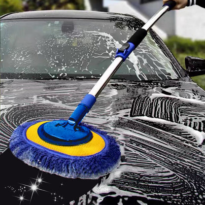 🚗 🧽 Durable Aluminum Long Handle Telescopic Car Wash Mop – Soft Microfiber, Scratch-Free & Adjustable Length ✨
