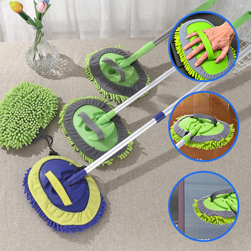🚗 🧽 Durable Aluminum Long Handle Telescopic Car Wash Mop – Soft Microfiber, Scratch-Free & Adjustable Length ✨