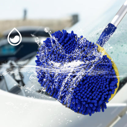 🚗 🧽 Durable Aluminum Long Handle Telescopic Car Wash Mop – Soft Microfiber, Scratch-Free & Adjustable Length ✨