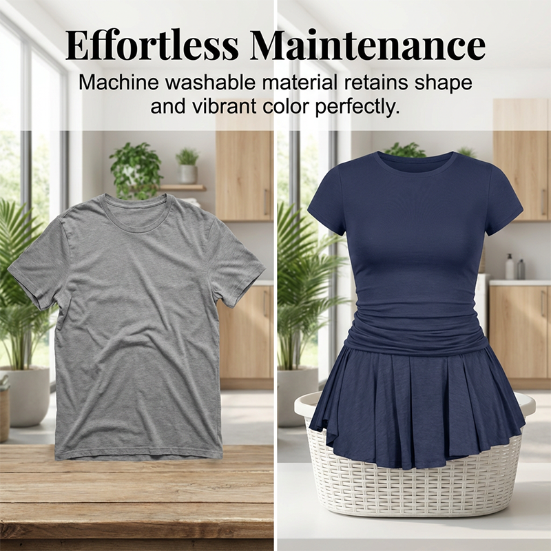Women's Sporty Two-Piece Pleated Skirt Set