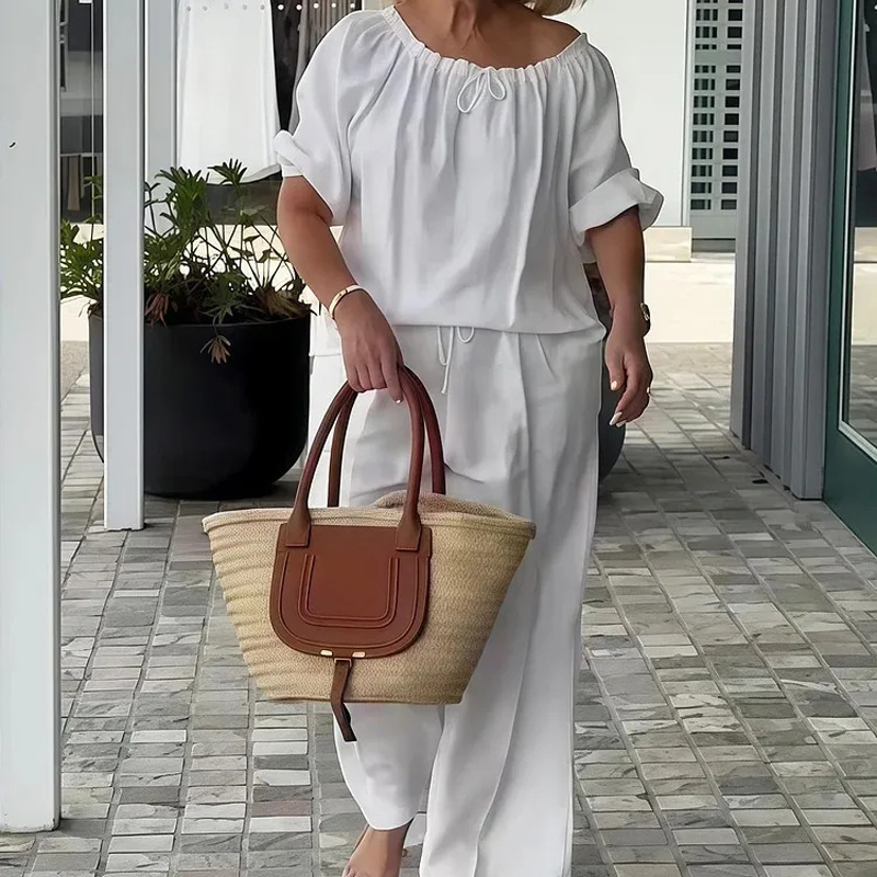 💃 Women's Drawstring Top & Pants 2-Piece Set – Relaxed Fit, Comfortable & Perfect for Lounging or Everyday Style 🌸