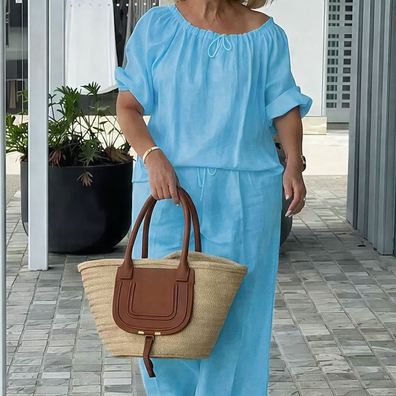 💃 Women's Drawstring Top & Pants 2-Piece Set – Relaxed Fit, Comfortable & Perfect for Lounging or Everyday Style 🌸