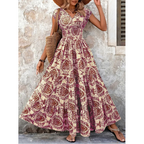 👗 Women's V-Neck Floral Smocked Maxi Dress – Elegant, Bohemian, Lightweight 🦋