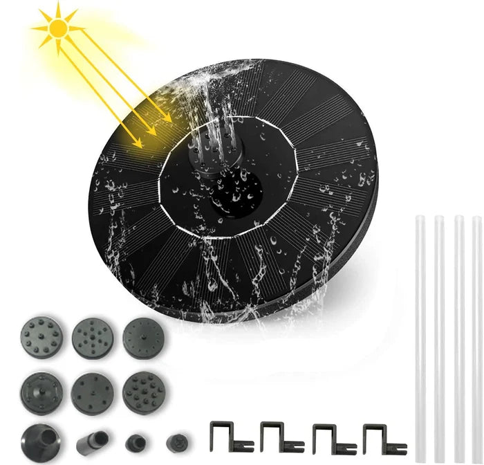 🎁Solar Fountain, Solar Powered Bird Bath Fountain Pump with 4 Nozzles 1.4W Solar Panel Kit Water Pump, Outdoor Watering Submersible Pump for Pond, Pool, Garden, Fish Tank