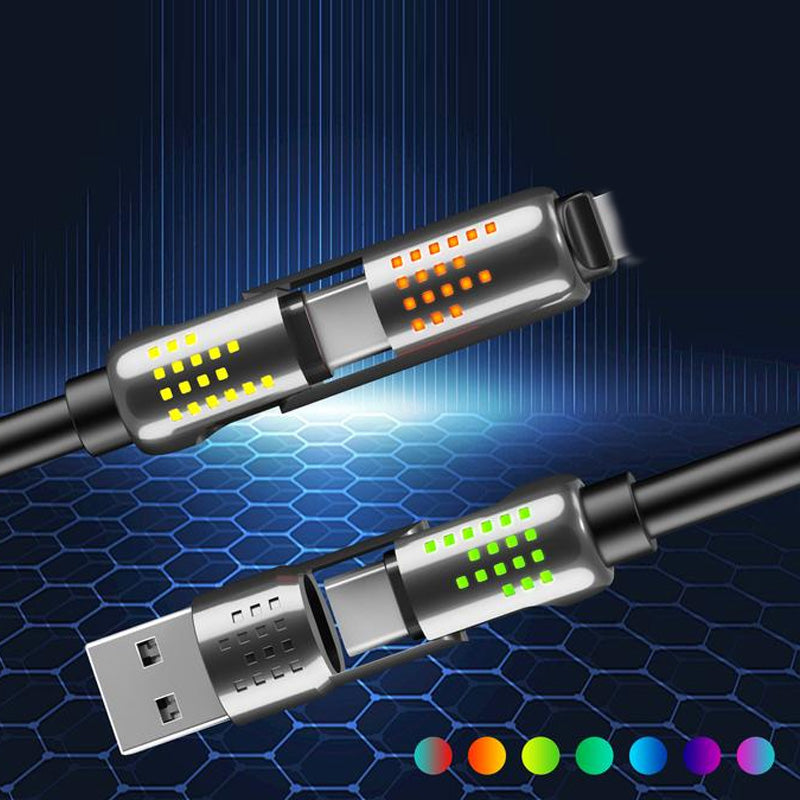 4-in-1 Fast Charging Data Cable with Breathing Light