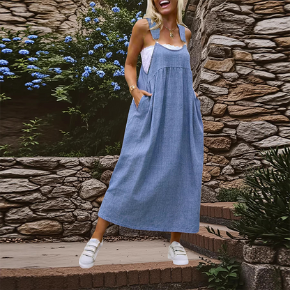👗Women's Casual Loose Overall Dress – Relaxed Fit, Side Pockets & Breathable Fabric ✨