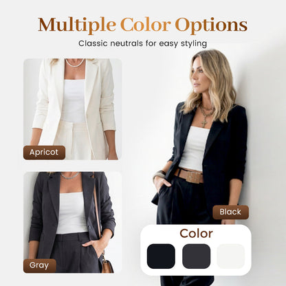 Women's Tapered Pants & Blazer Set – Open-front design, relaxed fit. Neutral colors pair with anything. Effortless elegance for any occasion.
