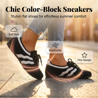 Women's Retro Wave Stripe Lace-Up Sneakers