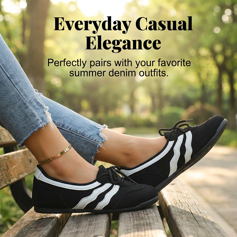 Women's Retro Wave Stripe Lace-Up Sneakers